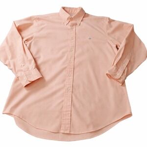 Brooks Brothers APRICOT Orange Button L/S Shirt L Polo Cotton Dress Large